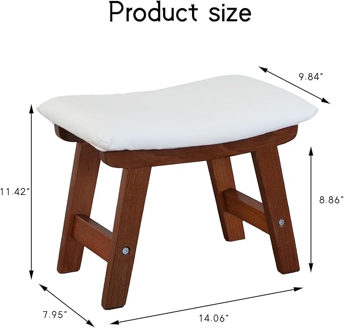Foot Stool with Leather Cover,Foot Rest Made of Wooden for Couch,Bench,Sofa,Under Office Desk