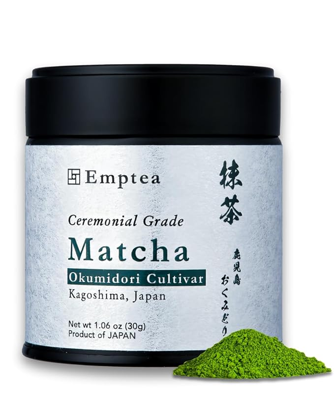 Emptea Ceremonial Grade Matcha - Single Cultivar Okumidori Kagoshima First Harvest Stone-milled Premium Organic Japanese Green Tea Powder 1.06 oz (30g)