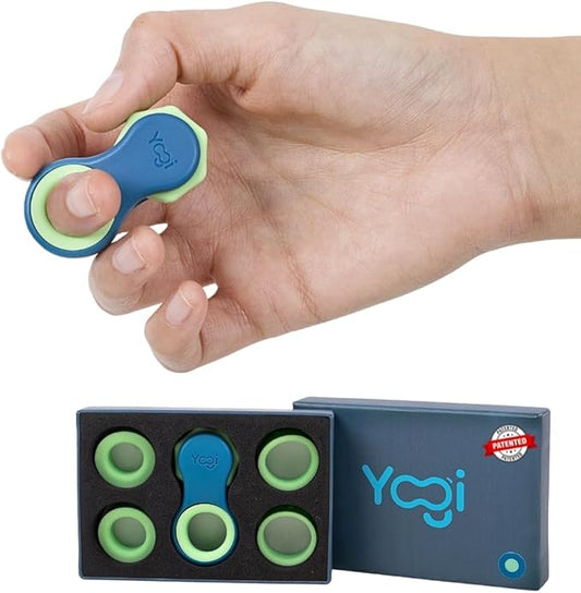 Yogi Fidget Toy – Silent Sensory Spinner for Adults & Kids – Stress Relief Fidgets for ADHD, Anxiety – Fidget Toys for Adults – Includes 5 Finger-Fit Rings – Work, School & Travel – Ocean