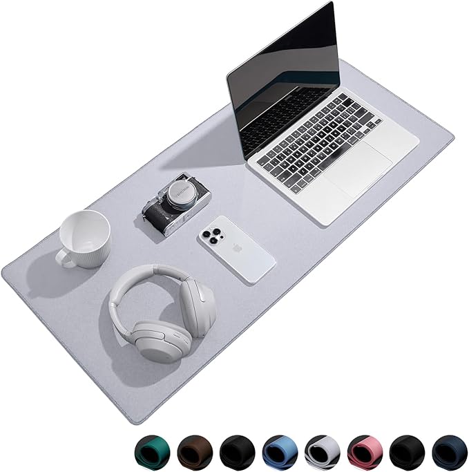 Waterproof Large Gaming Mouse Pad with Durable Stitched Edges, Non-Slip Rubber Base, Grainy Jacquard Mouse Mat Desk Pad for Home Office Gaming, 15.74"x35.43"x0.12", Light Gray