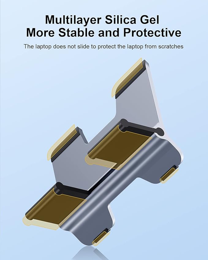 Hagibis Vertical Laptop Stand Desktop for Desk Gravity Locking Holder Dock Save Space Improves Airflow for MacBook Pro, Mac mini, Surface, HP, Dell, Chrome Book (Grey Alloy)