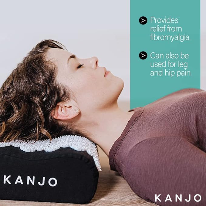 Kanjo Acupressure Cushion | Memory Foam Acupressure Pillow for Back and Sciatica Pain | 100% Cotton Linen Cover