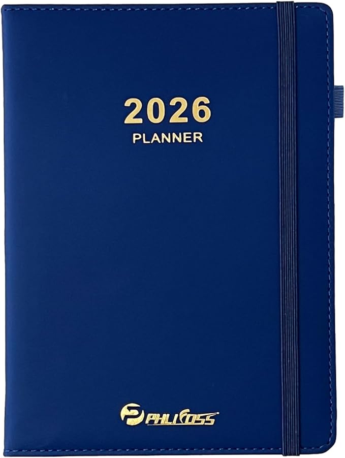 Daily Planner 2026 / Appointment Book, One Page Per Day, Jan - Dec 2026, Annual Daily Monthly Calendar Planner with Hourly Schedule and Monthly Tabs, 5.7" x 8.3" Agenda (Navy Blue)