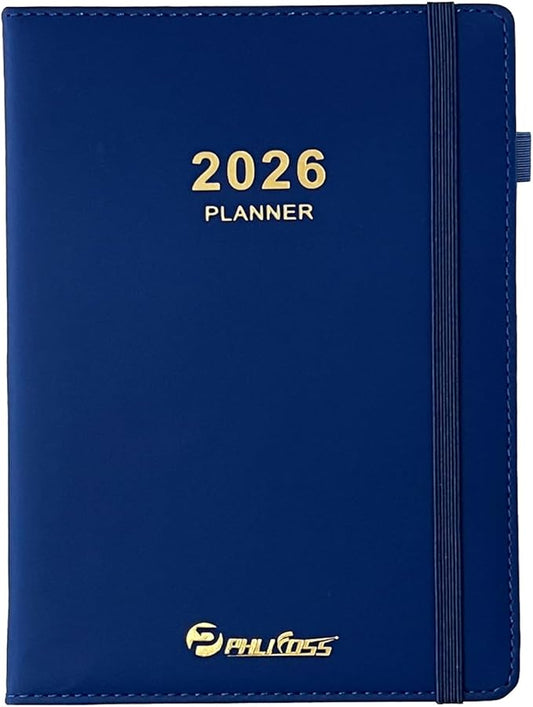 Daily Planner 2026 / Appointment Book, One Page Per Day, Jan - Dec 2026, Annual Daily Monthly Calendar Planner with Hourly Schedule and Monthly Tabs, 5.7" x 8.3" Agenda (Navy Blue)