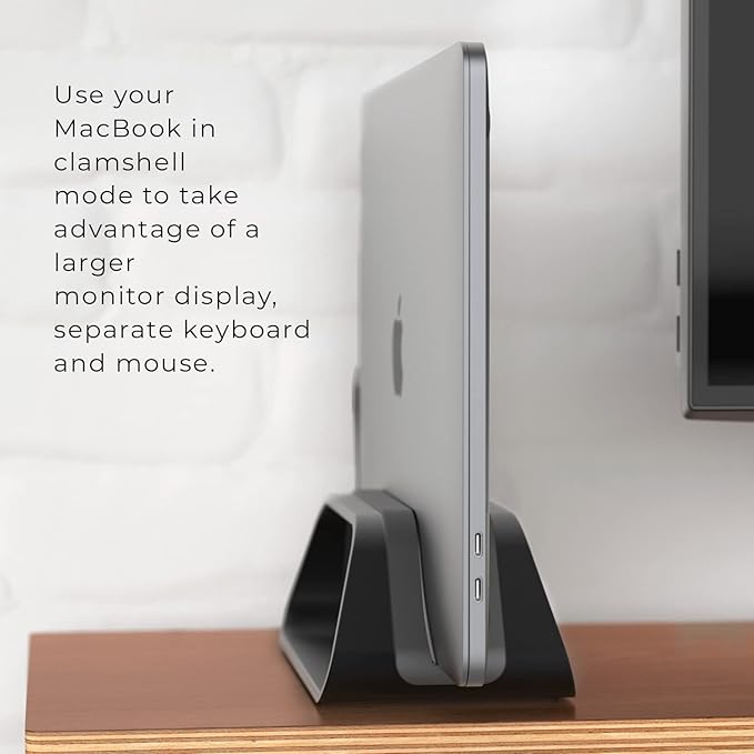 HumanCentric Vertical Laptop Stand Compatible with MacBook Pro and MacBook Air, Holder for Personal Computer Desk Stand, Aluminium, Exchangeable Inserts to Fit Different Device Models, Black