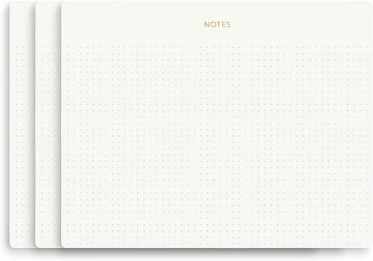Mouse Pad Notepad for Professionals, 3 Pack, 9.8" x 7.9", 150 Sheets (50 Each), Minimalist, Gold Foiled, Dotted Layout, Executive's Desk Note Pad, To Do List Notepad, Eco-friendly, FSC™ Certified Planner Pad