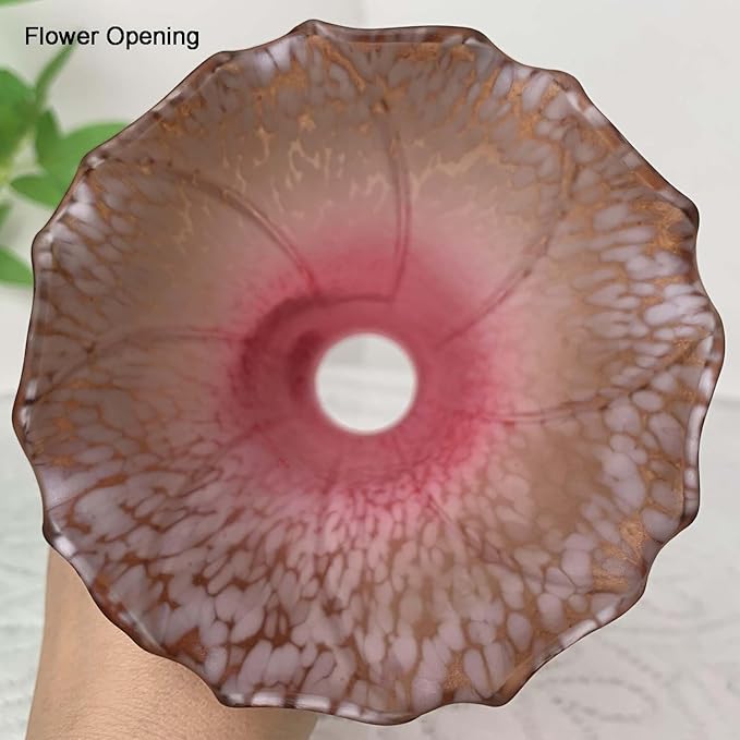 Bieye LS71 Lily Flower Blown Glass Lampshade (Red Brown, Opening I.D. 1.26" x O.D. 1.5")