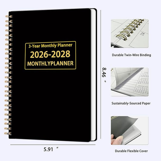 2026-2028 Monthly Planner - 3 Year Monthly Calendar/Planner 2026-2028, 5.9" x 8.5", 36 Month Calendar Planner, Planners with Twin-Wire Binding, Lined Notes Pages