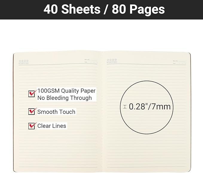 EUSOAR Notebooks College Ruled, 3 Pack A4 11" x 8-1/2", 40 Sheets/ 80 Pages, 100gsm Thick Paper, Notebook Bulk Journal Line Writing Pads, Drawing Sketchbook Subject for Office Business Work Supplies