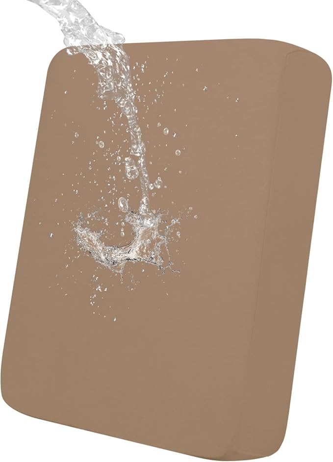 Easy-Going 100% Waterproof Chair Sofa Seat Cushion Slipcovers Couch Cushion Cover Stretch Furniture Protector for Kids, Pets (Chair Cushion, Camel)