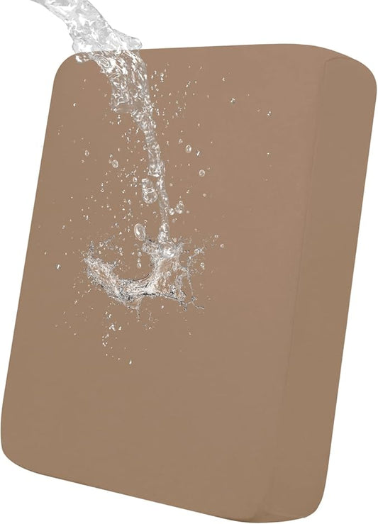 Easy-Going 100% Waterproof Chair Sofa Seat Cushion Slipcovers Couch Cushion Cover Stretch Furniture Protector for Kids, Pets (Chair Cushion, Camel)