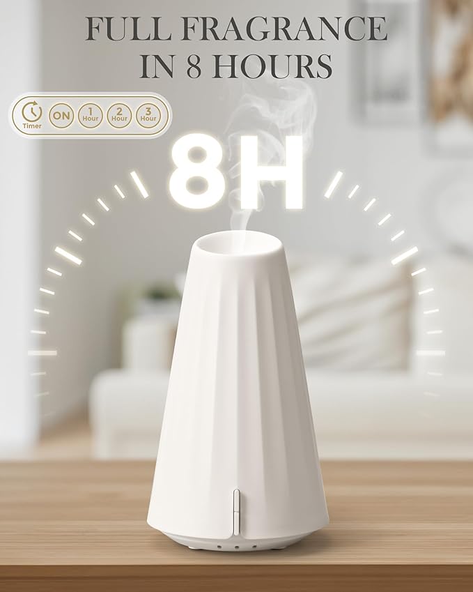 120ML Essential Oil Diffuser,Plastic USB-Power Aromatherapy Diffuser with 3 Timer Settings, Ultrasonic Quiet Operation, Sleep Helper & Dimmable Night Light for Large Room
