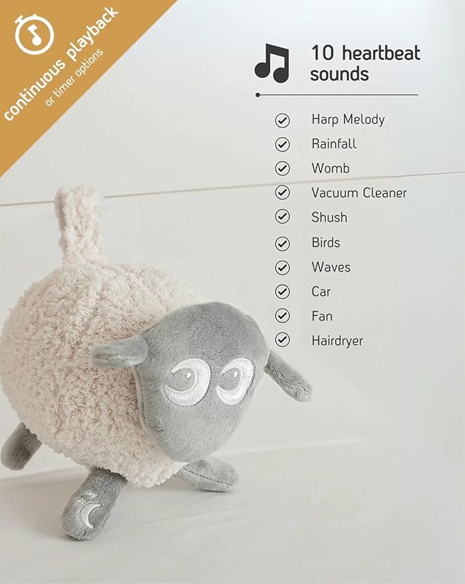 Rechargeable Ewan Deluxe, Gray | Baby & Toddler White Noise Sound Machine | Cry Sensor & Nightlight | 10 Soothing Sounds | Continuous or Timer Playback | Machine Washable
