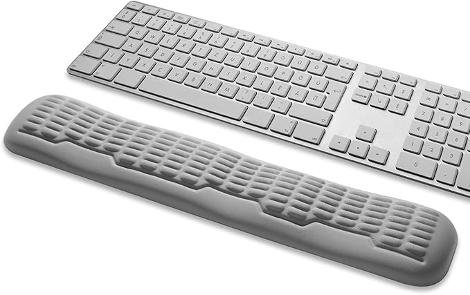 UnivoColors Memory Foam Keyboard Wrist Rest,Latest 3.0 Wave Curve Design,High-Resilience Memory Foam,Non-Slip Base Fits,Full-Sized Keyboards,Ideal for Work and Gaming(Grey)