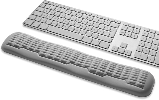 UnivoColors Memory Foam Keyboard Wrist Rest,Latest 3.0 Wave Curve Design,High-Resilience Memory Foam,Non-Slip Base Fits,Full-Sized Keyboards,Ideal for Work and Gaming(Grey)