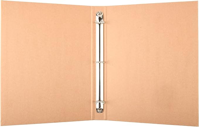 Natural Recycled Kraft Binder 3-Holds Round Ring Binder 2 Pack, Durable Binding Hard Cover Protector for Journal, Notebook, Inserted Sheets & Refill Paper, Holds 200 Sheets Capacity (A4 Size)