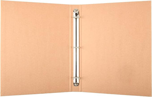Natural Recycled Kraft Binder 3-Holds Round Ring Binder 2 Pack, Durable Binding Hard Cover Protector for Journal, Notebook, Inserted Sheets & Refill Paper, Holds 200 Sheets Capacity (A4 Size)