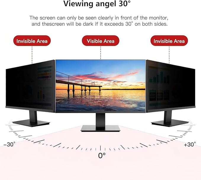 2 Pack Computer Privacy Screen Shield Compatible for 23.6/23.8/24 Inch 16:9 Widescreen Desktop Monitor - Anti Glare & Blue Light Filter - Hanging Design for Easy On/Off