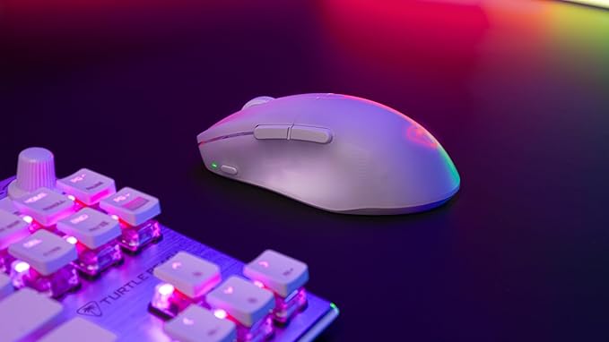 Turtle Beach Pure Air - Ultra-Light Wireless Ergonomic RGB Gaming Mouse, 26K DPI Optical Sensor, 125 Hour Battery, Dual Wireless System, Titan Optical Switches, Bluetooth, RGB Illumination - White