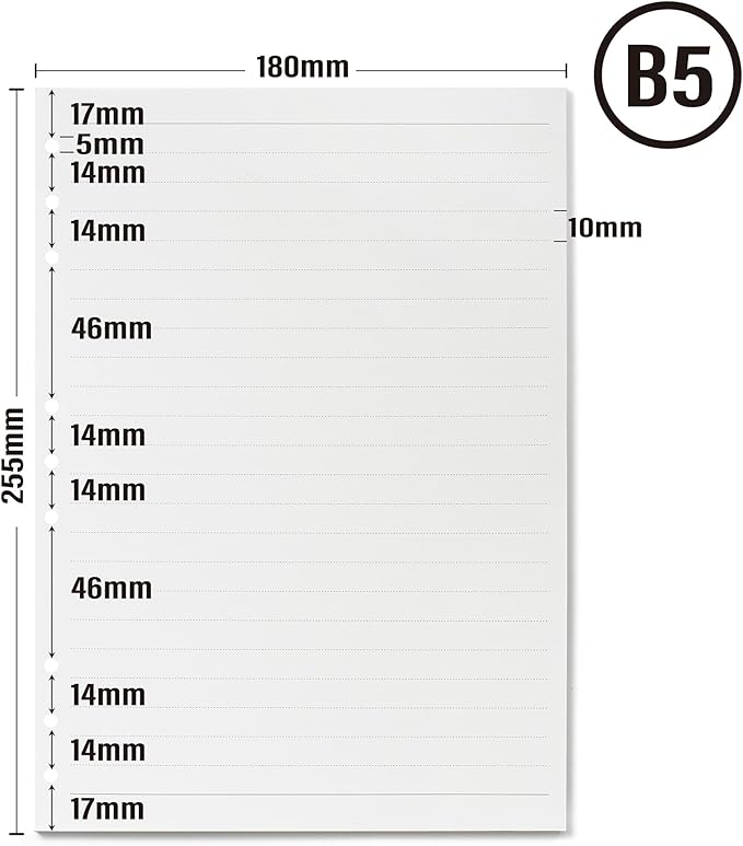 B5 Lined Planner Refill Paper, 9 Holes Inserts Paper 90 Sheets Loose Leaf Notebook Insert for Filofax Bullet Journals Diary (7.09x10.04 inch)
