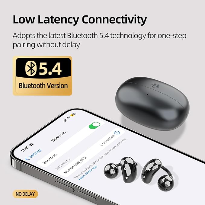 MUZEN Open Ear Headphones, Trickle 4g Lightweight Wireless Bluetooth 5.4 Clip On Earbuds with 38H Playtimes, Fit Comfort Sport Ear Clip Earbuds, Hi-Fi Earphones for Fintness Running Workout