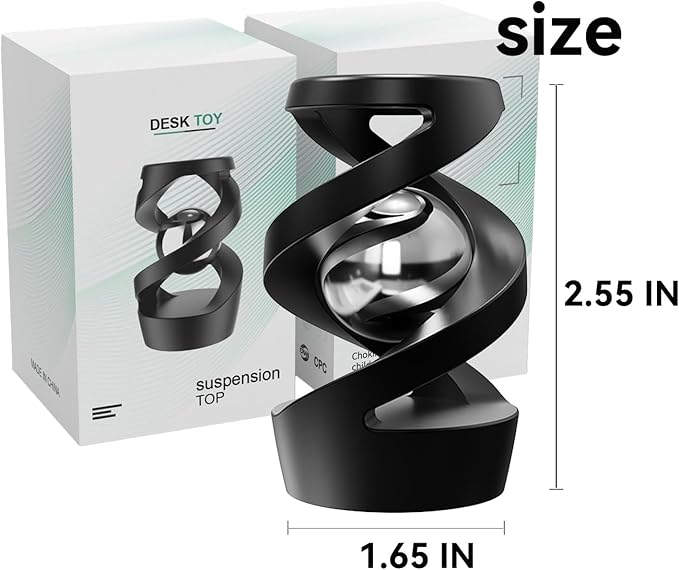 Metal Illusion Fidget Spinner, Gravity Defying Kinetic Desk Toy for Adults, Entertain & Relax, Office Ornaments & Gifts - Gold: Silver Beads