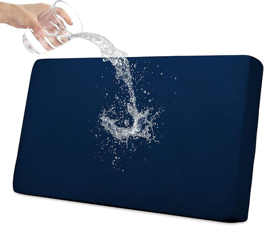 Easy-Going 100% Waterproof Loveseat Sofa Seat Cushion Slipcovers Couch Cushion Cover Stretch Furniture Protector for Kids, Pets (Loveseat Cushion, Navy)