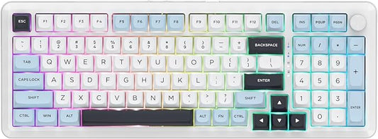 E-YOOSO Wireless Mechanical Keyboard, Creamy Sound, Bluetooth/2.4GHz/USB-C Hot Swappable Custom Gaming Keyboard, Pre-lubed Linear Switches, RGB Backlit, Knob Control for PC/Tablet/PS/Xbox