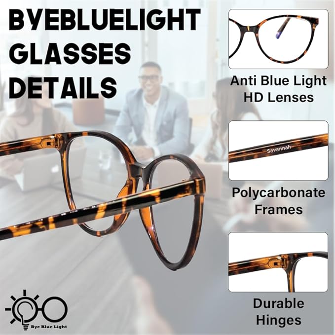 Blue Light Blocking Glasses – Lightweight, Anti-Glare & Eye Strain Relief for Gaming, Reading & Office Use