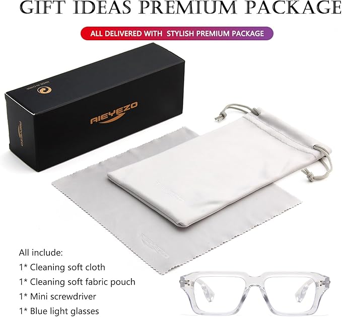 AIEYEZO Fashion Square Blue Light Glasses for Men Women Retro Thick Frame Blue Light Blocking Computer Glasses