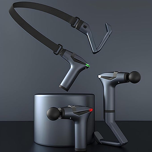 Massage Gun Deep Tissue with Muscle Massager Belt for Relaxation with Extended Handle 3-In-1 Back Massager for Pain Relief, 12 Speed Levels & 4 Replaceable Heads for Athletes, Gym Recovery and Seniors