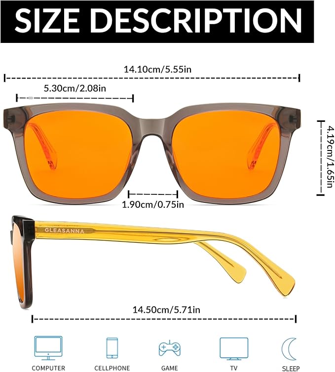 99.9% Blue Light Blocking Glasses for Men Women Anti-Fatigue Computer Gaming Glasses Stop Eyestrain Headaches