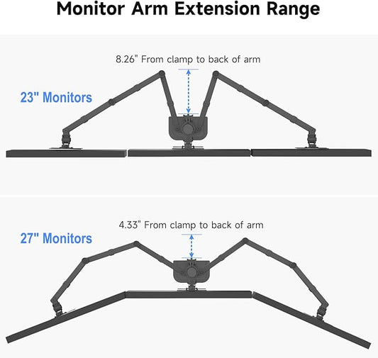 Suptek Hex LED LCD Monitor Stand up Desk Mount Extra Tall 31.5 inch Pole Heavy Duty Fully Adjustable Stand for 6 / Six Screens up to 27 inch (MD68126)