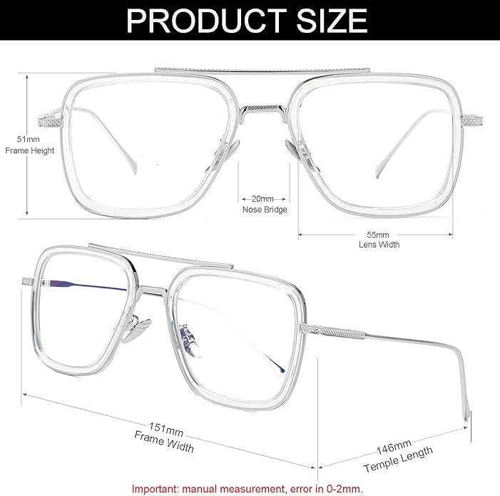 Tony Stark Style Blue Light Blocking Glasses for Men Women, Iron Man and Spider-Man Computer Gaming Glasses