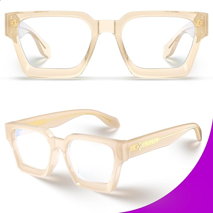 VISOONE Enhanced Version Rectangle Chic Preppy Look Blue Light Blocking Glasses for Women Men RIVER-LIGHTER