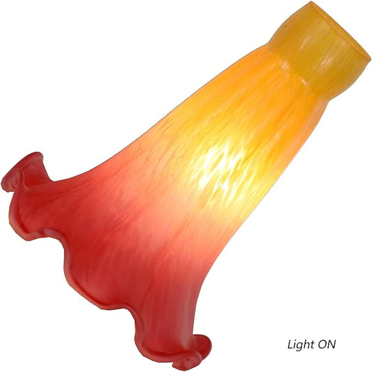 Bieye LS16S Lily Flower Blown Glass Lampshade (Yellow Red, Opening I.D. 0.87" x O.D. 1")
