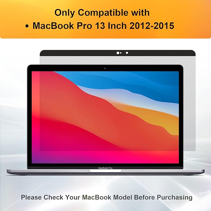 Magnetic Privacy Screen MacBook Pro 13 Inch (2012-2015), Removable Anti Blue Light Glare Filter Laptop Privacy Screen Protector with Camera Cover for Apple Mac 13''