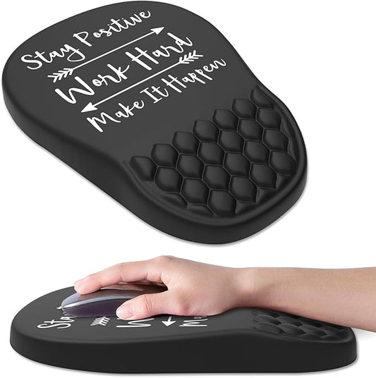 Ergonomic Mouse Pad Wrist Support, with Memory Foam & Non-Slip PU Base, Comfortable Massage Design Mouse Pad Relieve Wrist Fatigue&Pain, Suitable for Computer, Office and Home(04Inspirational Quote)