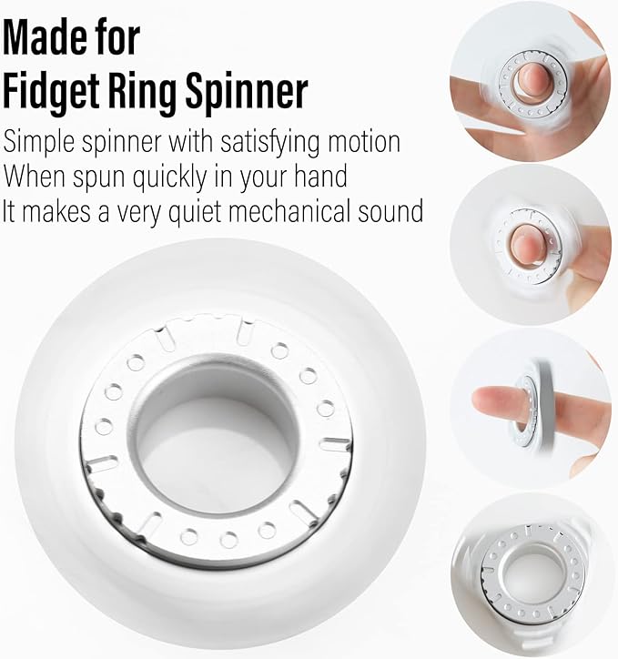 FREELOVE Keychain Ring Fidget Spinner for Adults, Men Finger Haptic Roller, Small Metal Clicker Toys, Ball Bearing, Black Fingears Spinning EDC for Anxiety Stress, Silver