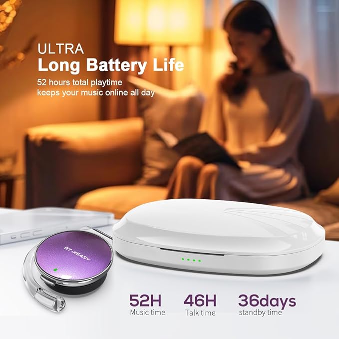 On Ear Headphones Bluetooth 5.4 with Ear Hooks, 52Hrs Playtime, Clip on Earphones, USB-C Charging, Open-Ear Earbuds, Dual Device Pairing, Sweatproof Wireless Headphones for Running/Gym/Workout