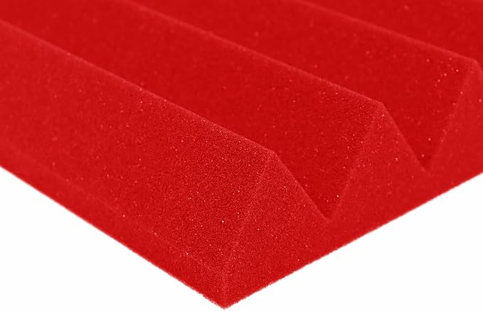 Foam Factory Inc 24 Pack Color Acoustic Foam Panel Studio Soundproofing Wedge Wall Tiles 12” X 12” X 2” (Red)