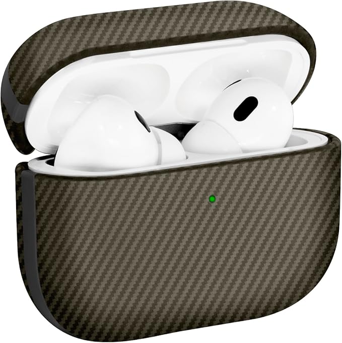 for AirPods Pro 2 Case Cover, Luxury Modern Striped Carbon Fiber Kevlar Leather Earphones Protective Case Compatible with AirPod Pro 2 (2nd Generation) (Gray, for AirPods Pro 2)