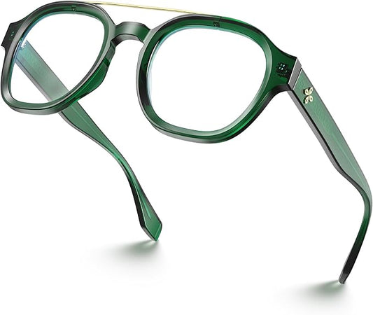 VISOONE Retro Round Anti Eyestrain Metal Medium Eyewear Blue Light Blocking Glasses for Computer Gaming Women Man SANFORD