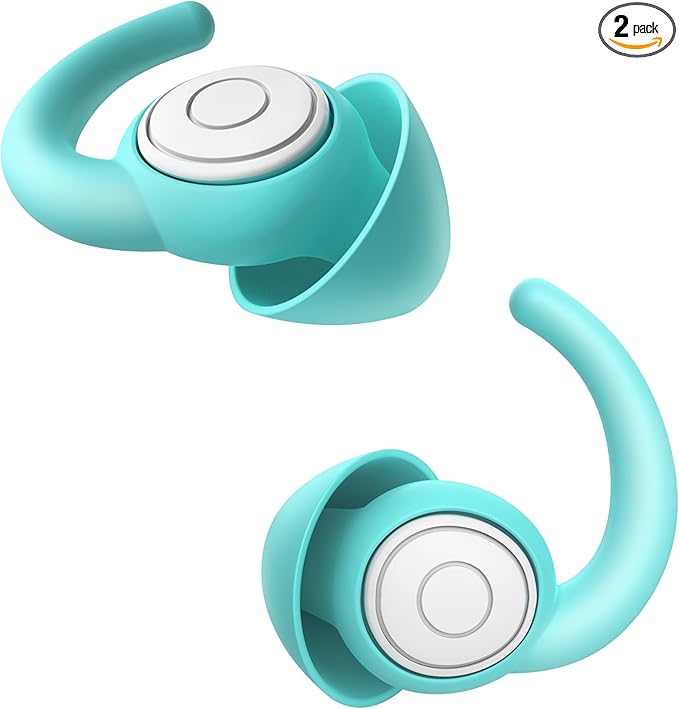 WUTAN Ear Plugs for Sleeping Noise Cancelling 14-38dB, Comfortable Soft Reusable Silicone Ear Plugs Noise Reduction Earplugs for Sleep Concert Work Airplane Travel (Blue White, S/L)