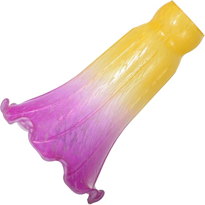 Bieye LS13 Lily Flower Blown Glass Lampshade (Yellow Purple, Opening I.D. 1.26" x O.D. 1.5")