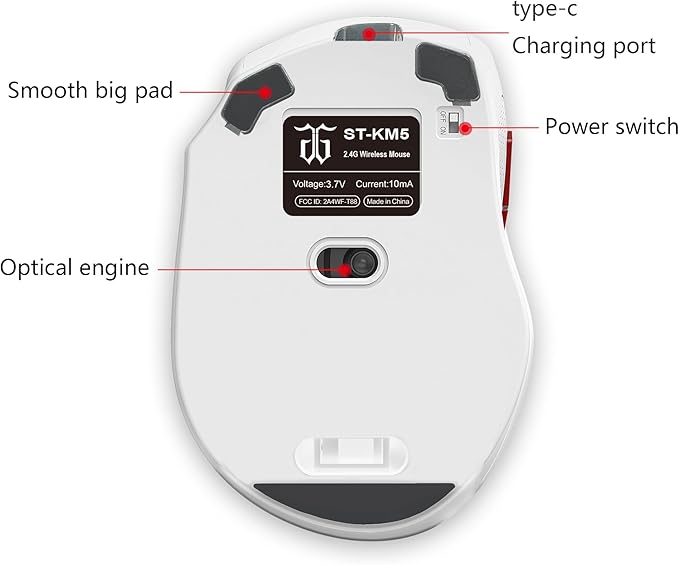 Snpurdiri 2.4G Wireless Gaming Keyboard and Mouse Combo, Include Small 60% Merchanical Feel Ergonomic Design Mini Wireless Mouse(White)