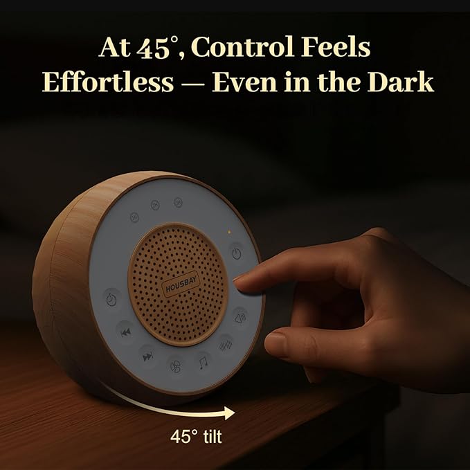 Housbay White Noise Sound Machine for Sleeping, 31 Soothing Sounds, Small Sleep Machine for Adults, Wood Grain Design for Bedroom & Noise Canceling