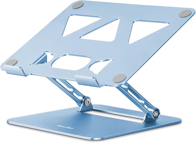 Adjustable Laptop Stand for Desk,Portable Laptop Stand Holder and Riser,Foldable Aluminum Notebook Computer Stands for MacBook Air Pro HP Lenovo Dell Samsung Chromebook, 10-15.6 inch, Sky Blue