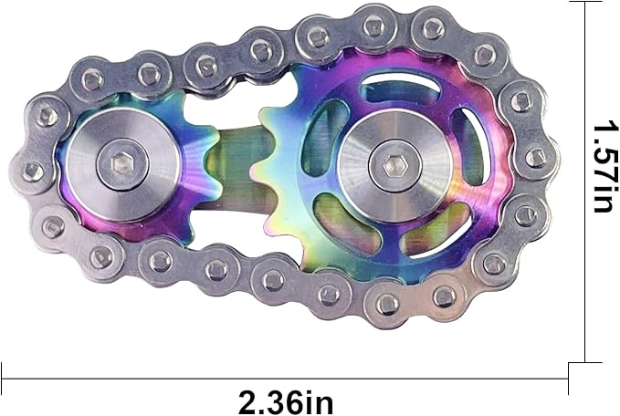 Bike Chain Gear Fidget Spinner, Metal Sprocket Chain Fidget Toy, Stress Anxiety Relief Fidget Toy, Stainless Steel Durable Mechanics W/Smooth Bearings EDC Novelty Toy (Colorful)
