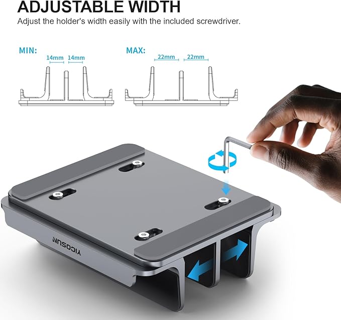 4-Slot Aluminum Vertical Laptop Stand for Desk - Adjustable Width Dock for MacBook, Surface, Samsung, HP, Dell up to 17.3 inches - Space-Saving & Protective Design - Gray